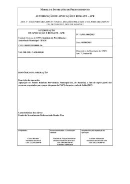 AUTORIZAÇÃO DE APLICAÇÃO E RESGATE - APR