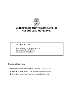 Reuni&atilde;o ordin&aacute;ria de 30 de Junho de 2010
