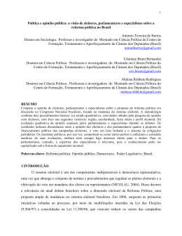 Pol&iacute;tica e opini&atilde;o p&uacute;blica: a vis&atilde;o de eleitores, parlamentares e