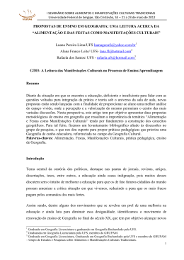alimentação e das festas como manifestações culturais