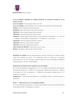 acta da reuni&atilde;o ordin&aacute;ria da c&acirc;mara municipal de oliveira do bairro