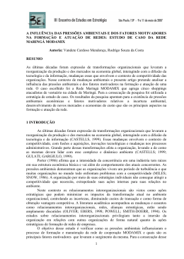 1 a influ&ecirc;ncia das press&otilde;es ambientais e dos fatores
