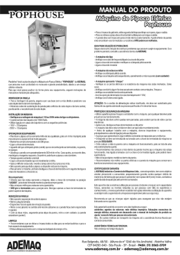 MANUAL DO PRODUTO Máquina Pipoca