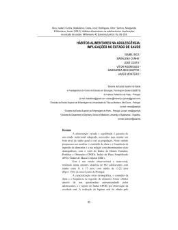 h&aacute;bitos alimentares na adolesc&egrave;ncia