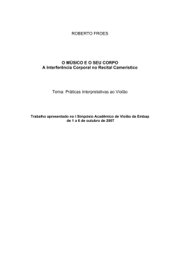 O M&Uacute;SICO E SEU CORPO - Escola de M&uacute;sica e Belas Artes do
