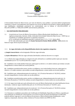Edital Complementar n.o 007/2013 &ndash; UFMT REITORIA Processo