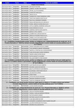Educa&ccedil;&atilde;o F&iacute;sica Bacharelado Vespertino