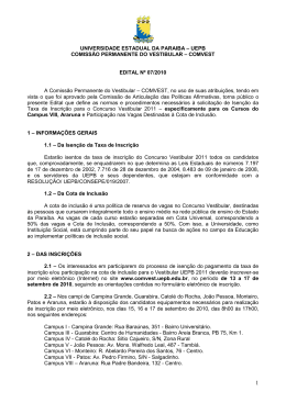 Edital Nº 07/2010 (Isenção - Campus VIII - Araruna)