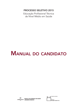 MANUAL DO CANDIDATO - Processo Seletivo Ensino Médio EPSJV