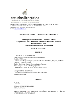 VI Simp&oacute;sio em Literatura, Cr&iacute;tica e Cultura Programa de P&oacute;s