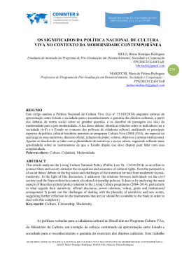 os significados da política nacional de cultura viva no