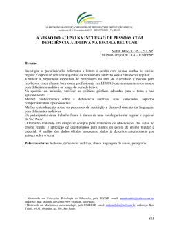 a vis&atilde;o do aluno na inclus&atilde;o de pessoas com defici&ecirc;ncia auditiva