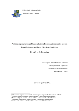 Políticas e programas públicos relacionados aos