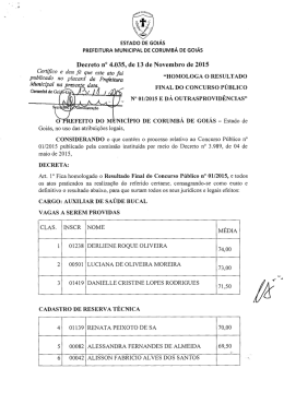 ESTADO DE GOI&Aacute;S PREFEITURA MUNICIPAL DE CORUMB&Aacute; DE
