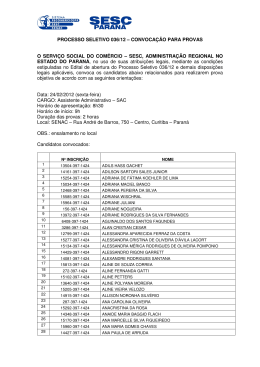 PROCESSO SELETIVO 036/12 – CONVOCAÇÃO