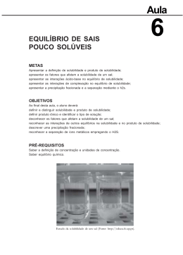 equil&iacute;brio de sais pouco sol&uacute;veis