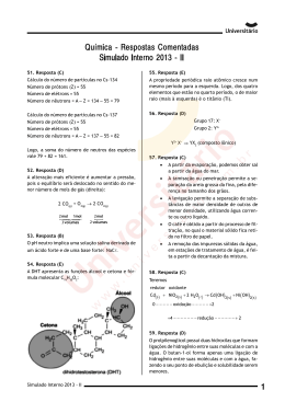 Simulado Interno 2013-II | Resolução da Prova de Química
