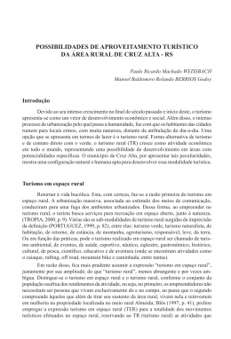 possibilidades de aproveitamento tur&iacute;stico da &aacute;rea rural de cruz alta