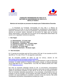 FUNDAÇÃO UNIVERSIDADE DE CRUZ ALTA REITORIA DA UNIVERSIDADE DE