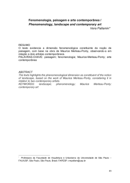 Fenomenologia, paisagem e arte contempor&acirc;nea / Phenomenology