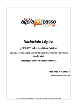 Operações com conjuntos numéricos. Prof. Weber Campos