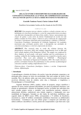 Relação entre as habilidades de consciência fonológica e o nível de