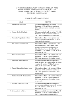 Inscri&ccedil;&otilde;es n&atilde;o homologadas