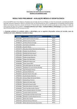 resultado preliminar - avalia&ccedil;&atilde;o m&eacute;dica e odontol&oacute;gica