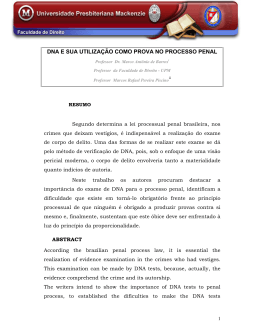 dna e sua utiliza&ccedil;&atilde;o como prova no processo penal