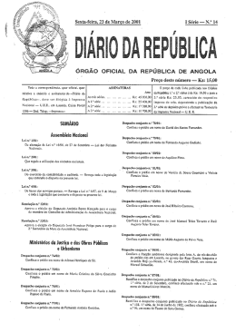 &Oacute;RG&Atilde;O OFHCHAL DA REP&Uacute;BLECAV DE ANGOLA