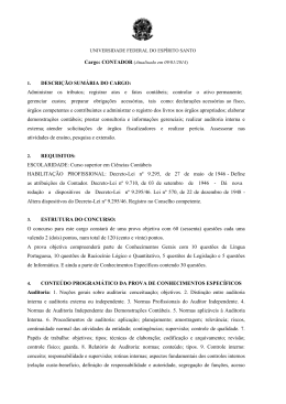 DESCRI&Ccedil;&Atilde;O SUM&Aacute;RIA DO CARGO: Administrar os tributos