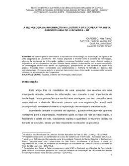 a tecnologia da informa&ccedil;&atilde;o na log&iacute;stica a cooperativa mista