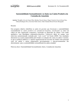 Sustentabilidade Socioambiental e os Stakes na Cadeia