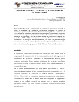 a territorialidade das cooperativas agropecu&aacute;rias no