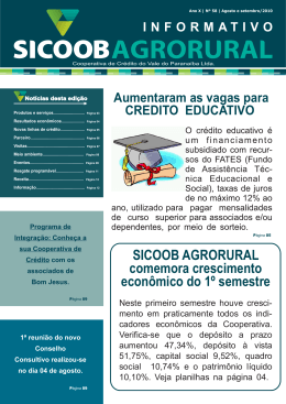 informativo - Cooperativa de Cr&eacute;dito do Vale do Parana&iacute;ba Ltda.