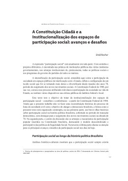 A Constitui&ccedil;&atilde;o Cidad&atilde; e a institucionaliza&ccedil;&atilde;o dos espa&ccedil;os de