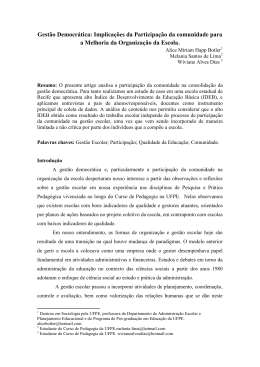 Gest&atilde;o Democr&aacute;tica: Implica&ccedil;&otilde;es da Participa&ccedil;&atilde;o da comunidade