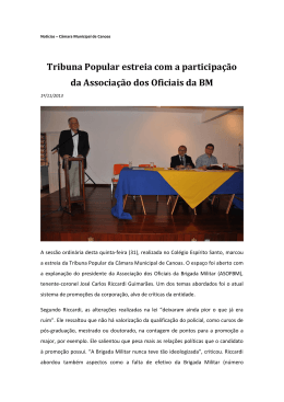 Tribuna Popular estreia com a participação da Associação dos