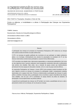 A Participação das Crianças nos Orçamentos Participativos