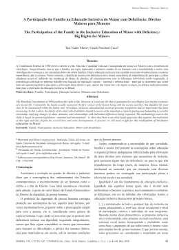A Participa&ccedil;&atilde;o da Fam&iacute;lia na Educa&ccedil;&atilde;o Inclusiva do Menor com