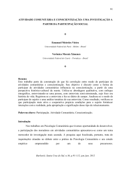 ATIVIDADE COMUNITÁRIA E CONSCIENTIZAÇÃO: UMA