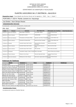 PLANT&Atilde;O JUDICI&Aacute;RIO NA 1&ordm; INST&Acirc;NCIA - Abril/2014