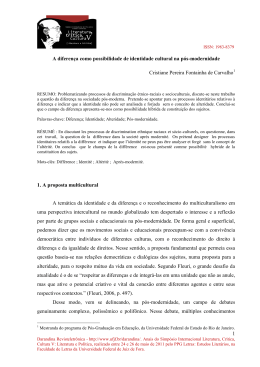 A diferen&ccedil;a como possibilidade de identidade cultural na p&oacute;s