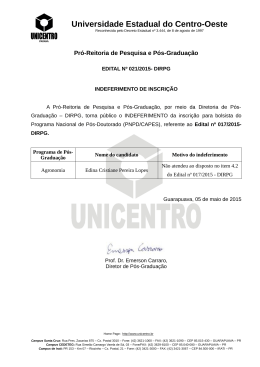 Edital nº 021/2015-Dirpg – Indeferimento de inscrição