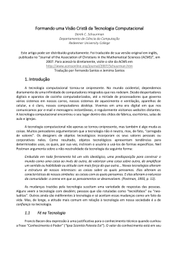 Formando uma Vis&atilde;o Crist&atilde; da Tecnologia Computacional 1