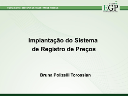 Implanta&ccedil;&atilde;o do Sistema de Registro de Pre&ccedil;os