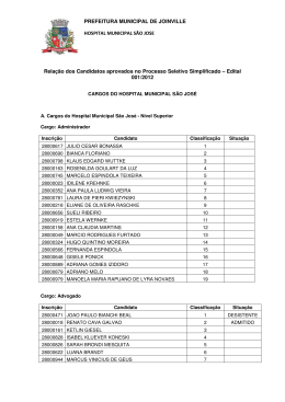 Relação dos Candidatos aprovados no Processo