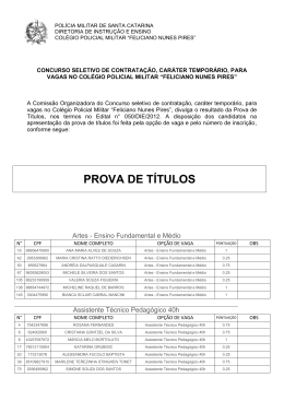 resultado da prova de t&iacute;tulos - Col&eacute;gio Policial Militar Feliciano