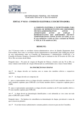 EDITAL N&ordm; 01/14 - COMISS&Atilde;O ELEITORAL E ESCRUTINADORA