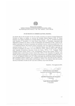 ATA DE REUNI&Atilde;O DA COMISS&Atilde;O ELEITORAL - CRF-AL